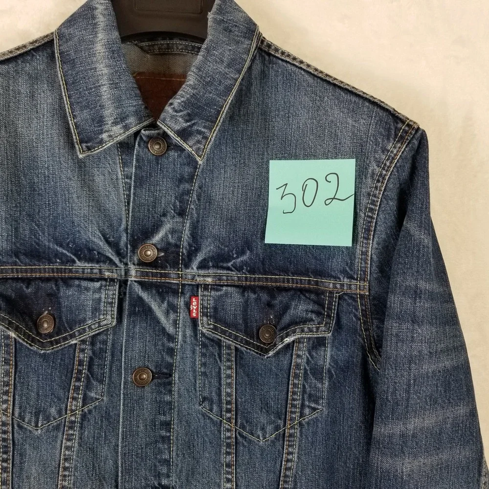 VTG Levis Mens Denim Trucker Jacket Sz M‎ Medium Wash Blue Jean Button Up Coat - Picture 11 of 11